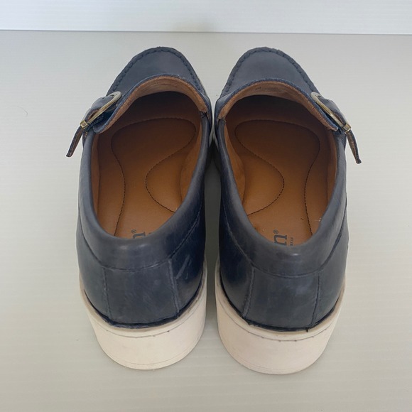 Born Contessa Navy Leather Buckle Platform Loafers Women Size 9 - Picture 9 of 11